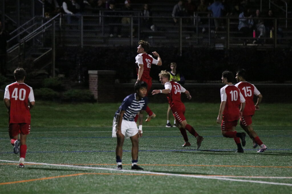 Grove City Men's soccer celebrating a goal
