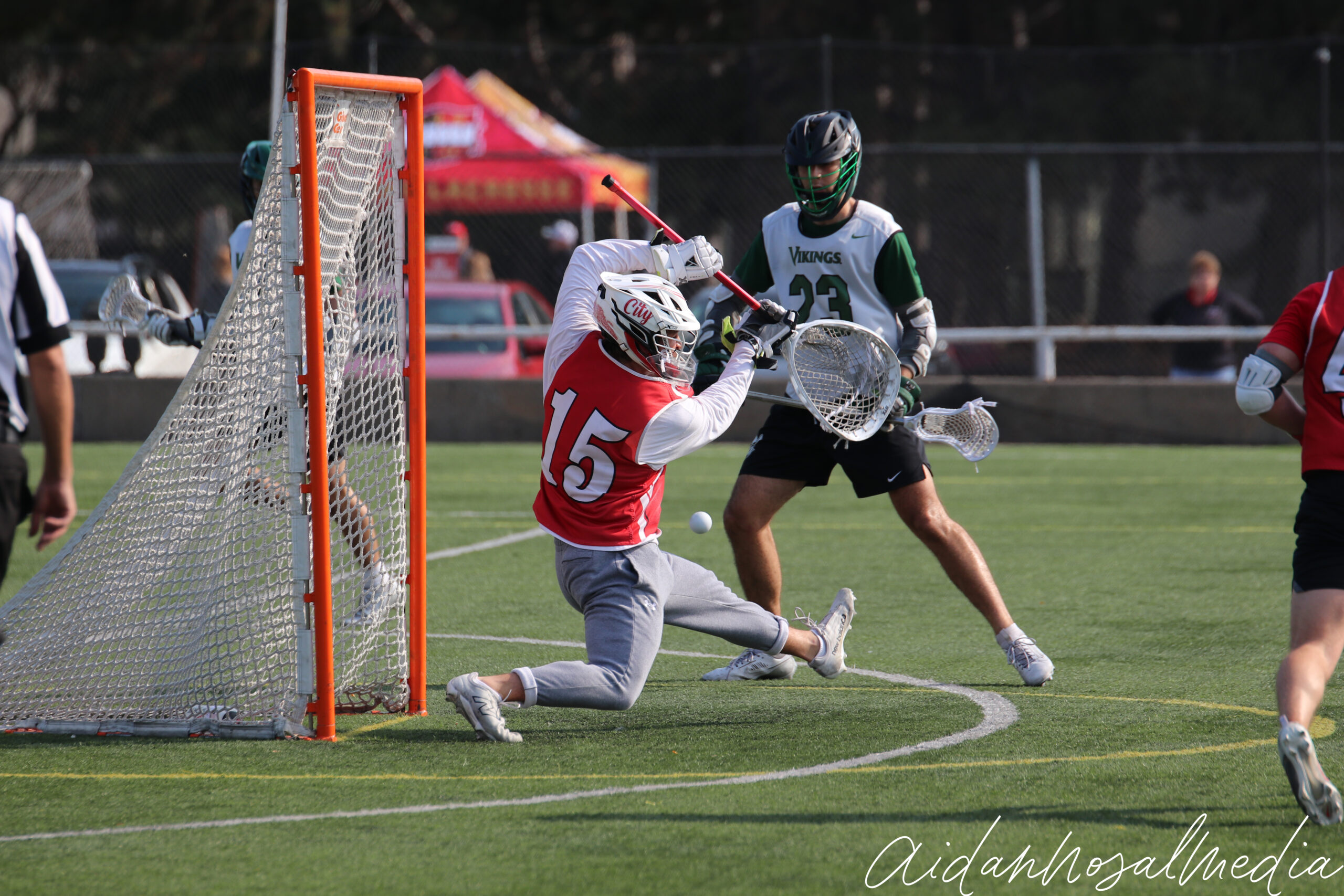 Grove City Mens Lacrosse coming up with a big save