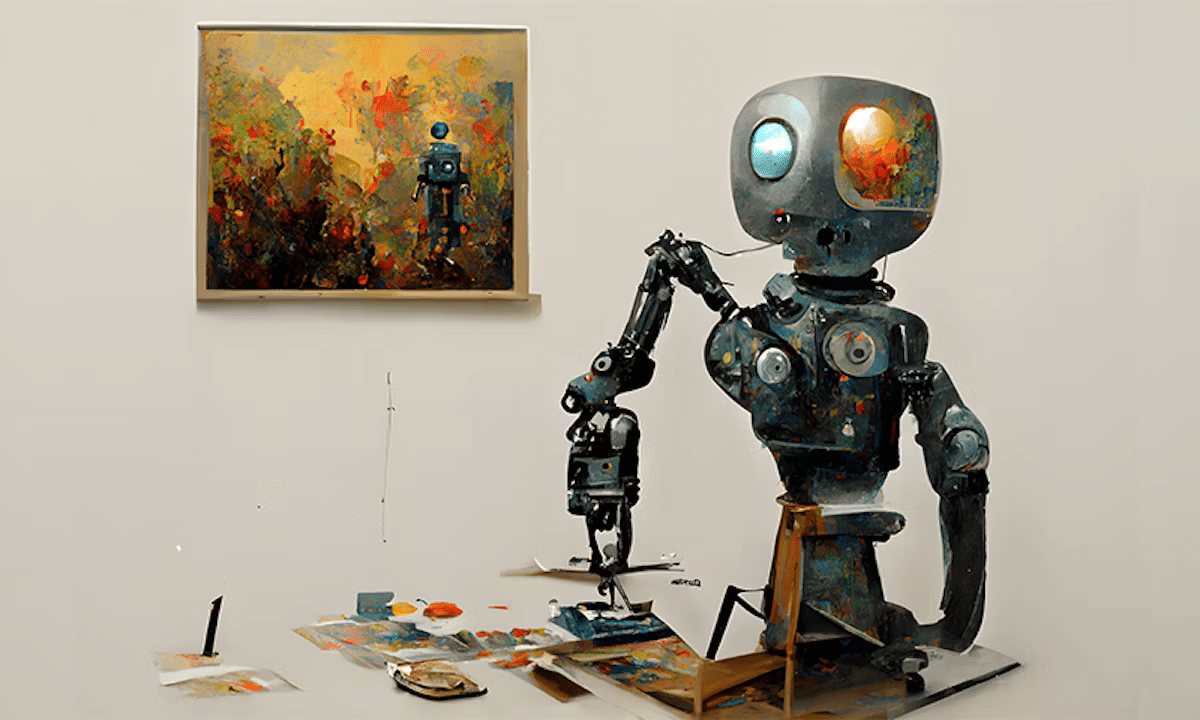 AI Generated Art of a robot making art